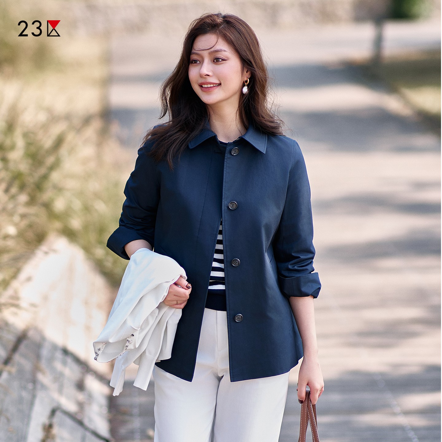 棉混纺方领休闲外套风衣商场同款