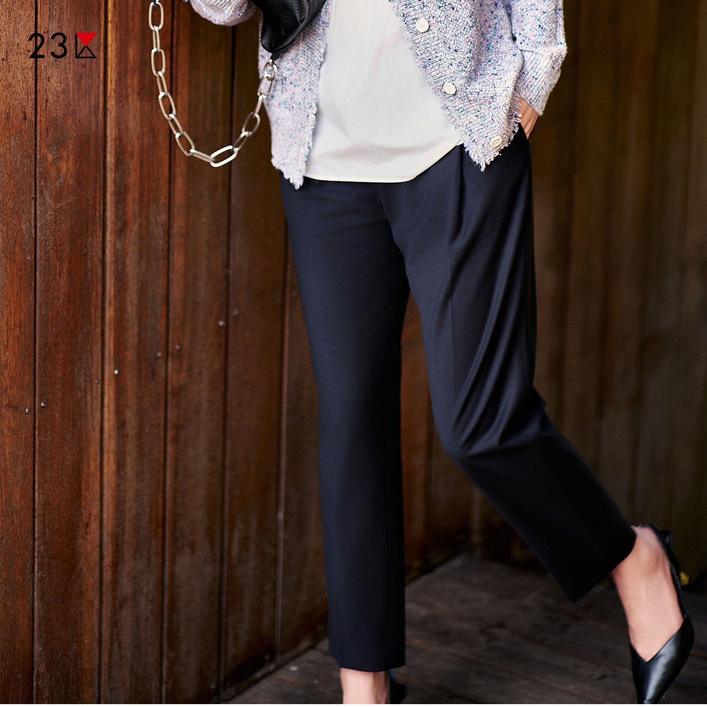 直筒羊毛混纺锥形休闲裤商场同款