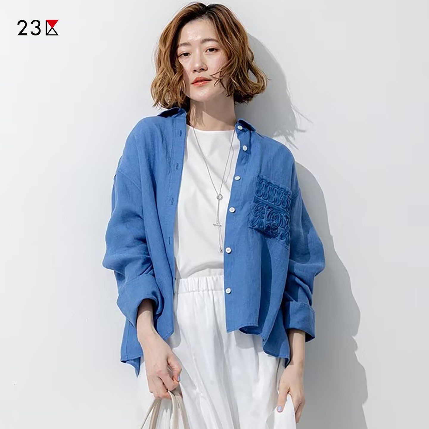 纯亚麻方领长袖休闲衬衣商场同款