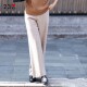 23区日系秋季 商场同款 通勤宽松羊毛混纺直筒松紧腰长裤 针织阔腿裤