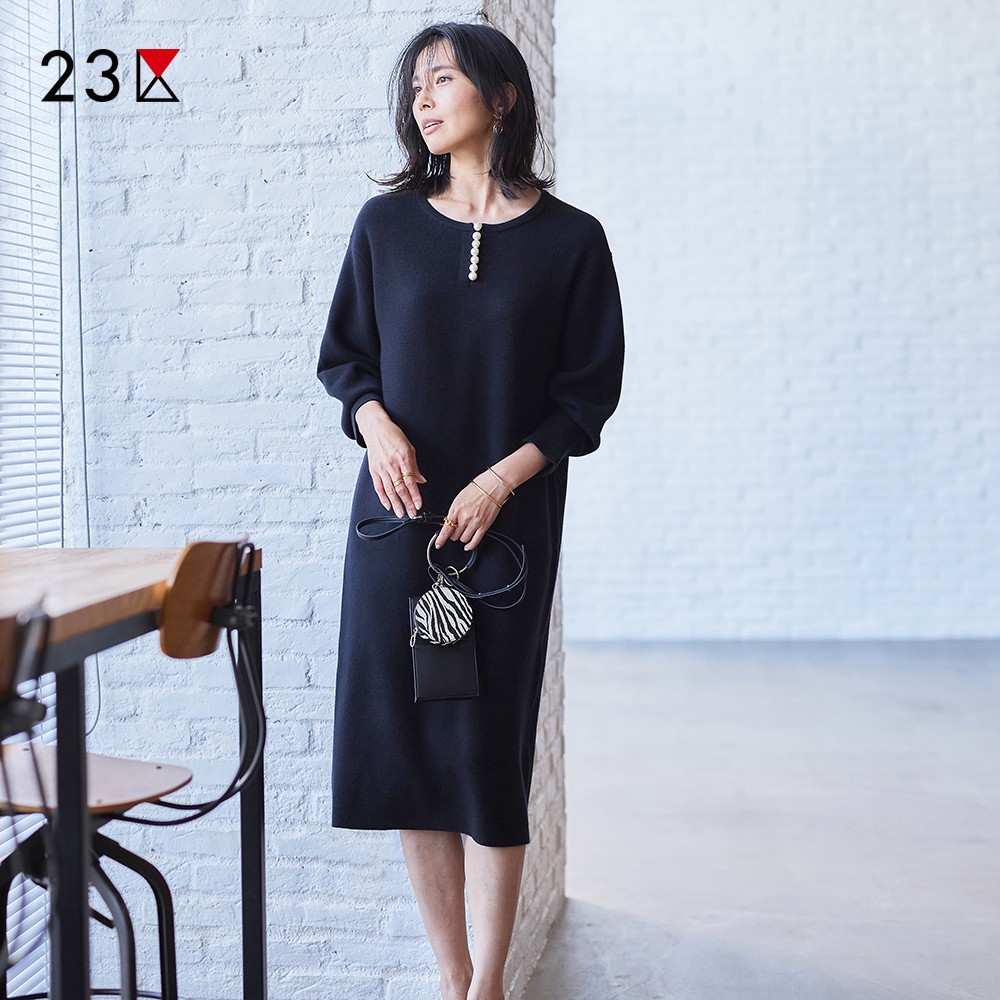 羊毛羊绒混纺针织连衣裙商场同款