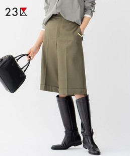 商场同款 休闲中裤 通勤直筒羊毛混纺阔腿五分裤 23区23区日系秋季