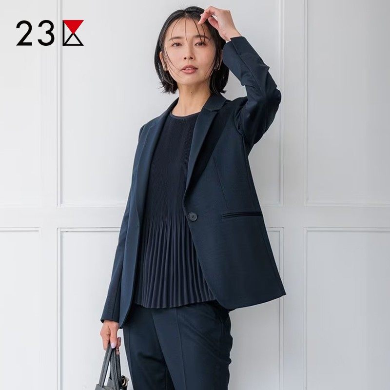 23区日系春季通勤职业棉混纺一粒扣西装可水洗西服外套商场同款