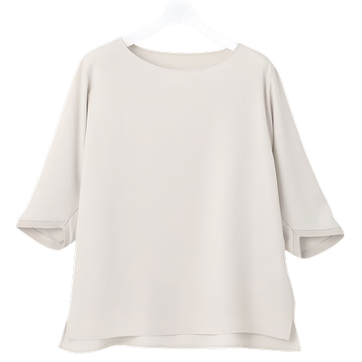 圆领套头五分袖针织T恤商场同款