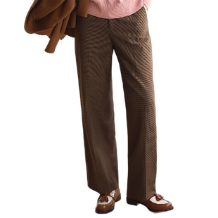 23区日系春季通勤职业OL混纺千鸟格直筒长裤休闲阔腿裤商场同款