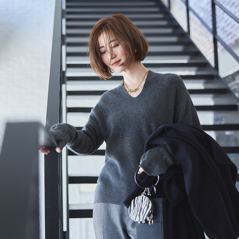 羊毛羊绒混纺针织毛衣商场同款