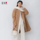23区日系春季 通勤宽松羊毛混纺双排扣中长呢大衣毛呢外套商场同款