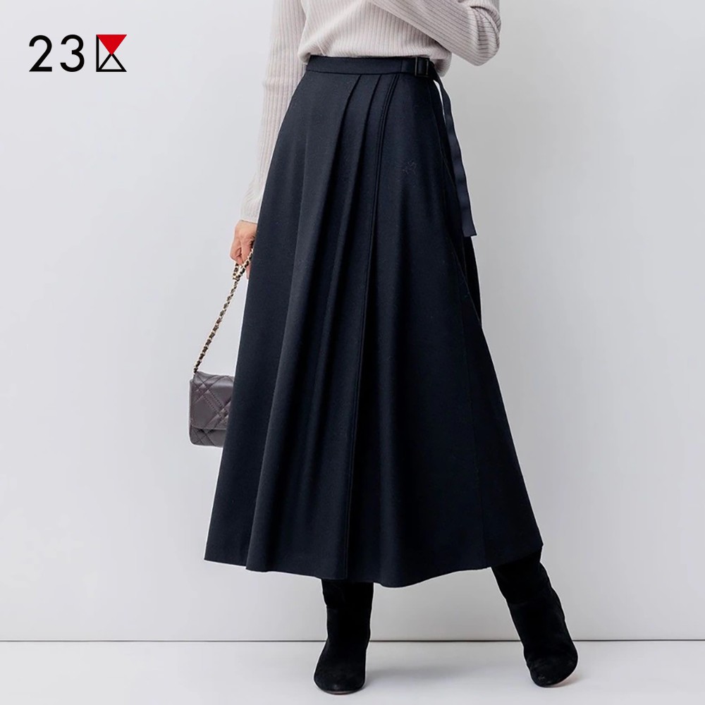 纯羊毛过膝中长半身裙商场同款