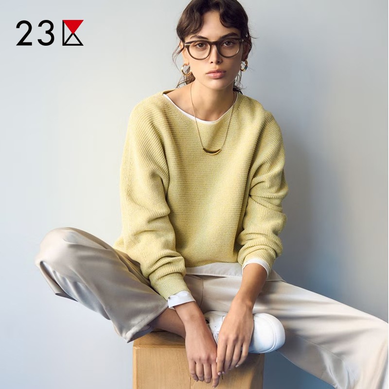 宽松版纯棉圆领编织上衣商场同款