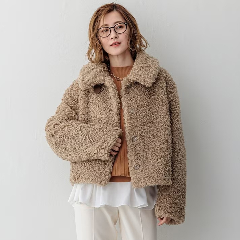 宽松版仿皮草二用领外套商场同款