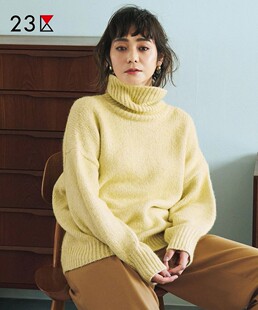 商场同款 羊毛羊驼毛混纺高领套头毛衣针织毛衫 宽松款 23区日系秋季