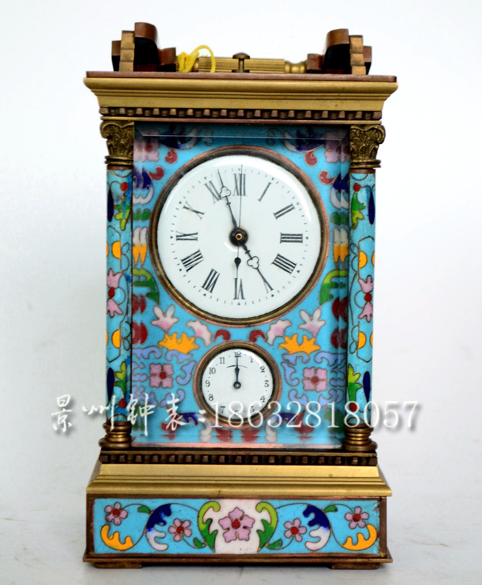 钟表景泰蓝皮套钟闹钟座钟摆件