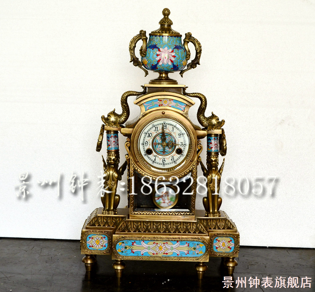 钟表 机械纯铜 铜铸座钟 古典 十五天台钟 黄铜机芯 仿古董 样板