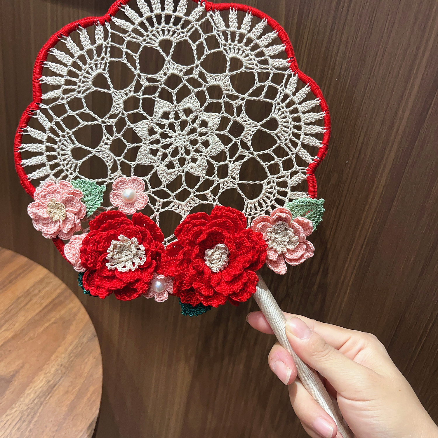 顾客定制款!接受定制!挂件挂饰结婚礼物镂空钩织手工手扇伴手礼