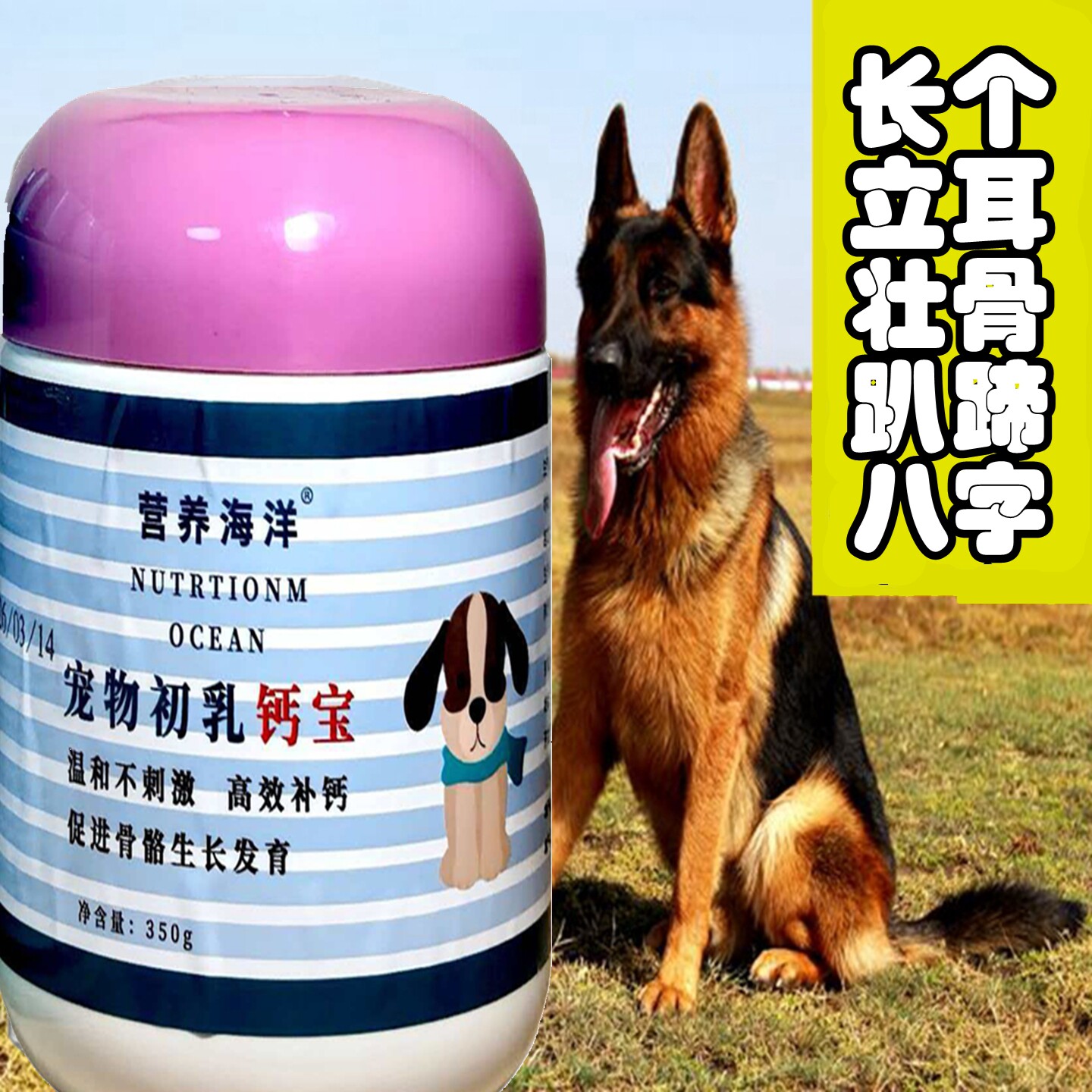 德牧补钙狗吃钙粉营养海洋立耳腿无力双排牙不能爬楼梯钙宝幼犬补