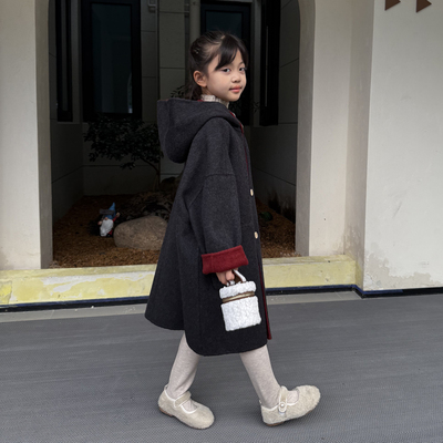 男女童双面穿韩系羊绒大衣