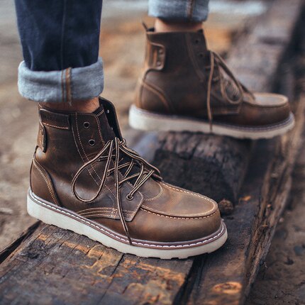 MRA 秋冬复古男士牛皮马丁靴工装靴保暖雪地靴户外男靴子男皮鞋子