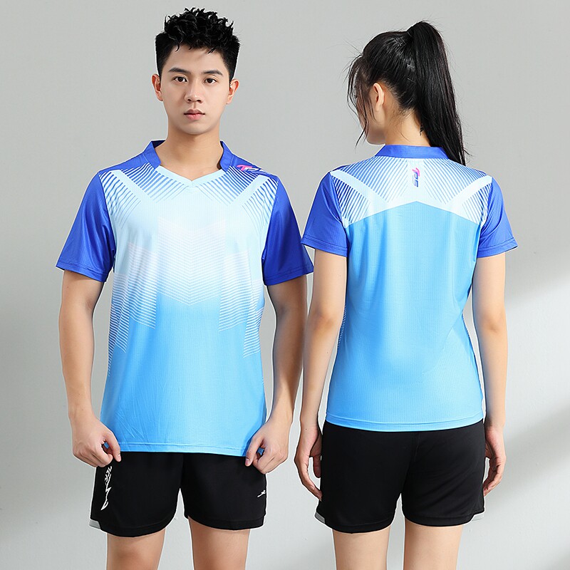 羽毛球服韩版比赛服夏装速干短袖网球服上衣男女排球训练套装定制