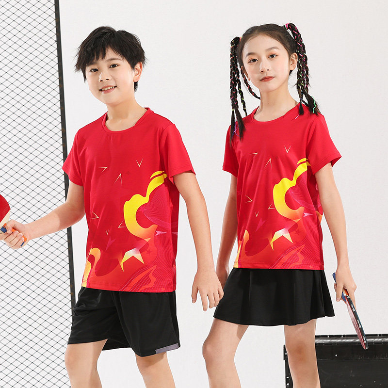 2026新款乒乓球服套装男童女童乒乓运动比赛速干透气短袖训练队服