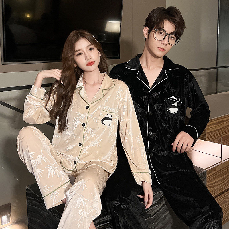 150小个子女生金钻绒情侣翻领睡