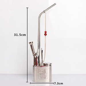 纯白铜过滤水烟袋白铜水烟壶水烟筒水烟袋烟斗两用型复古高档礼盒