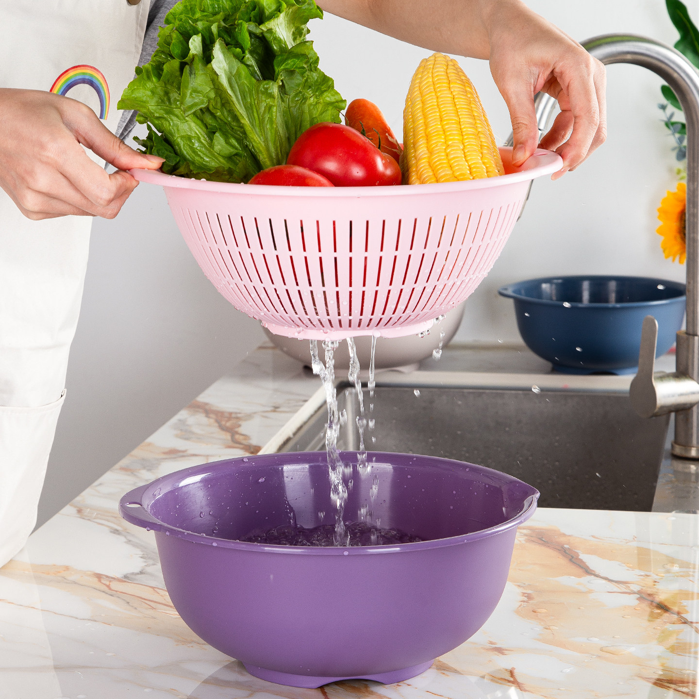 双层沥水篮洗菜盆厨房家用水果盆