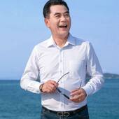 男长袖 中老年爸爸装 宽松商务休闲职业正装 纯色衬衫 大码 衬衣有口袋