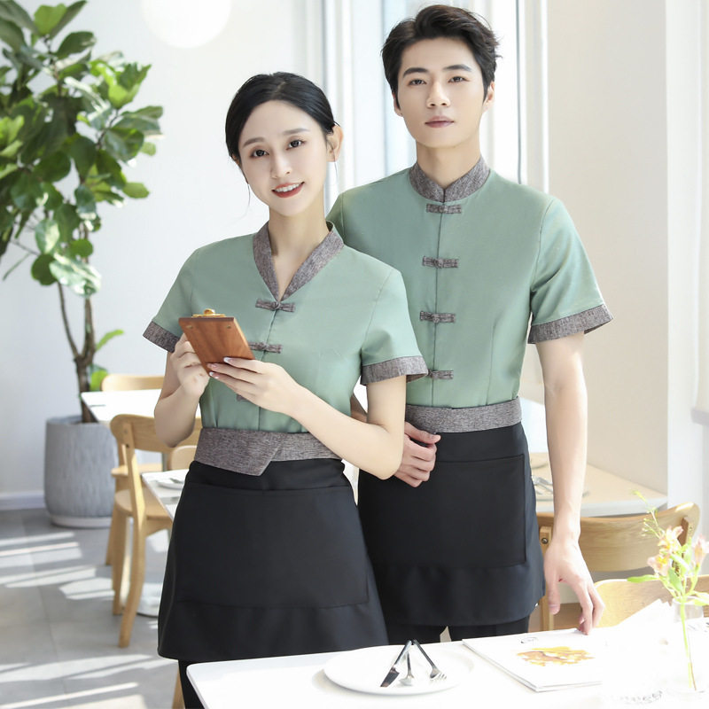 酒店工作服女夏火锅饭店餐厅中式餐饮茶楼农家乐服务员SP短袖制服