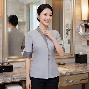 客房服务员工作服女酒店宾馆物业售楼部房嫂阿姨高端套装夏季短袖