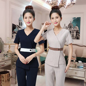 产后修复足疗店技师服工衣夏 套装 美容师工作服女春秋新款 高端中袖