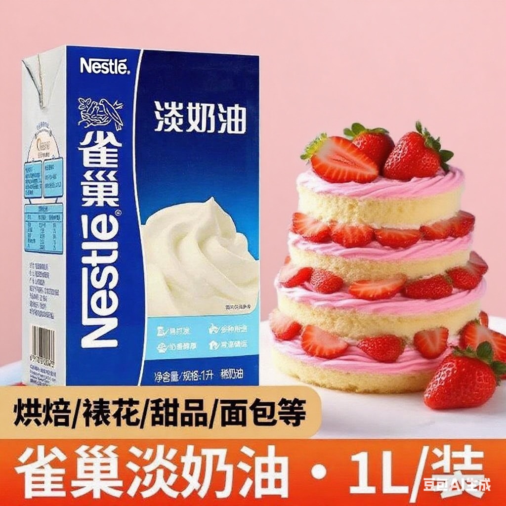 雀巢淡奶油咸奶盖奶咖生酪拿铁奶茶店专用轻松打发即食