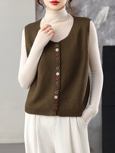女士针织马甲背心宽松外穿秋冬2025新款 毛衣坎肩 气质内搭叠穿短款