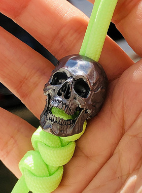 SSD骷髅刀坠925纯银做旧刀坠吊坠EDC工具手电背包汽车钥匙扣挂坠1