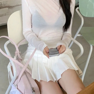 松弛感长袖T恤女薄款上衣