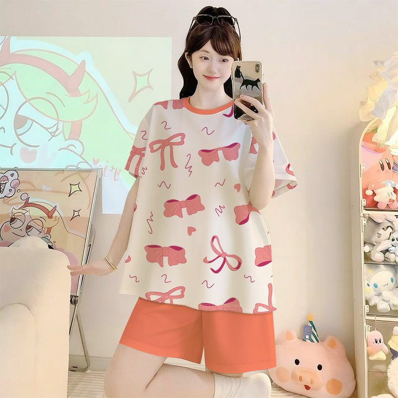 网红仿棉印花短袖睡衣女