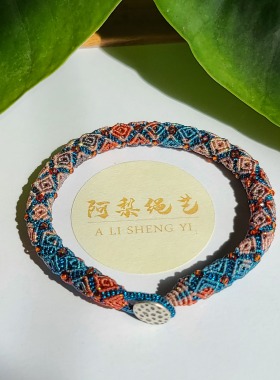 【立体回纹手镯】原创设计手工编织渐变色鸣沙山手镯情侣闺蜜礼物