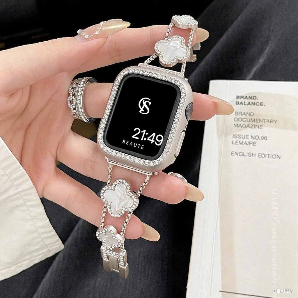 高级感 苹果手表表带适用applewatchS9/S10表带iwatch 四叶草表链,智能设备,智能手表手环表带/腕带,淘宝优惠券,粉丝福利购,淘宝优惠卷
