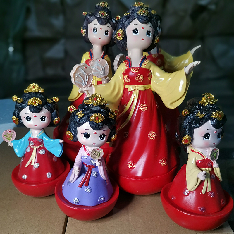 大唐网红不倒翁小姐姐西安兵马俑旅游纪念品中国古风娃娃少女摆件
