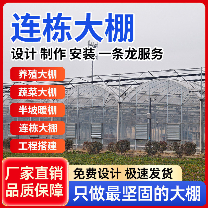 连栋温室大棚支架果蔬菜半坡暖棚钢管保温猪牛羊舍花卉全套热镀锌