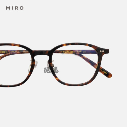 miromiro制Rob遮脸高度近视玳瑁板材眼镜框日式女款方圆脸高鼻托