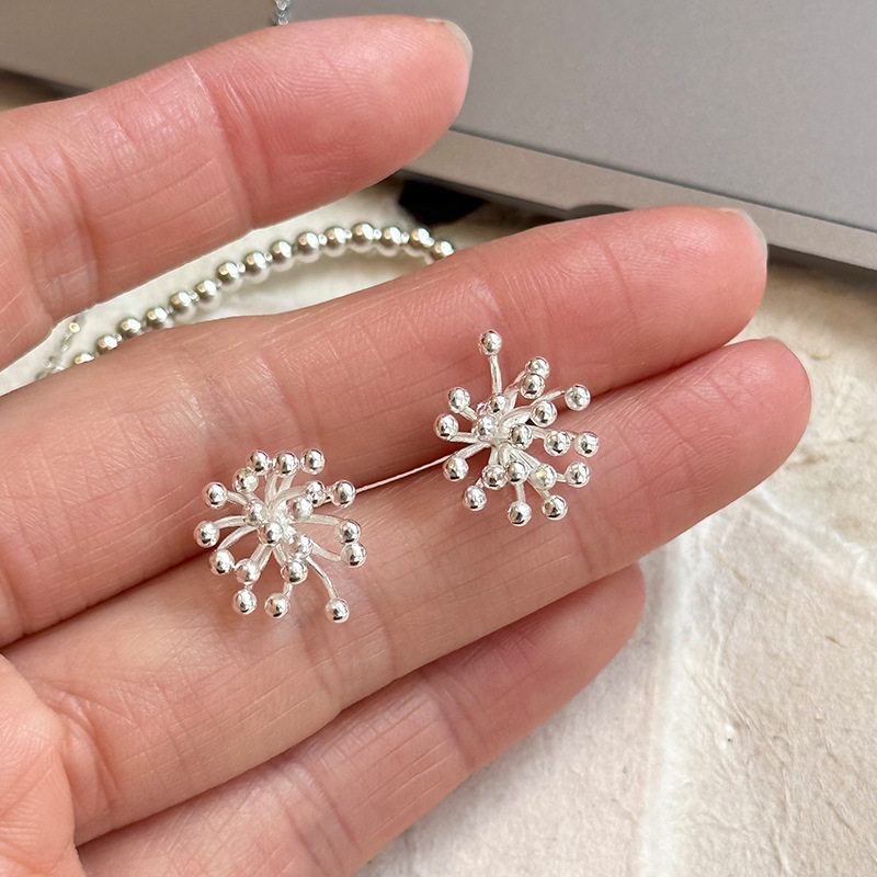 S925纯银烟花耳钉简约气质小清新