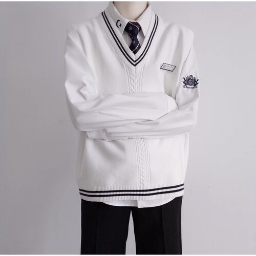 学院V领毛背心毛衣马甲高质量学生背心校服背心JK制服针织背心