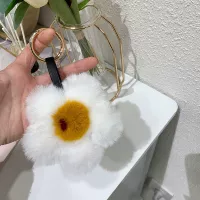 Цветок жареного яйца из искусственного меха норки (диаметр 10 см), подходит для подвешивания ключей и сумок.