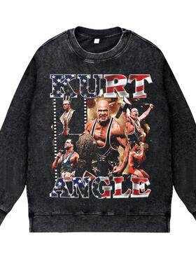 美式复古vintage高街WWE职业摔跤科特安吉尔安格宽松圆领套头卫衣