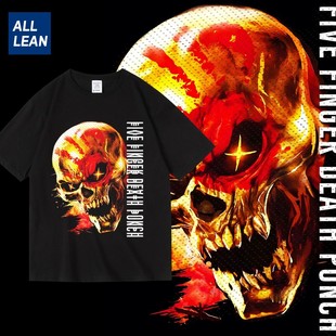 Punch纯棉短半袖 Death T恤 Finger 五指死拳欧美金属硬核摇滚Five