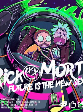 潮牌联名nasa瑞克与莫蒂rickandmorty印花周边纯棉短半袖T恤男女