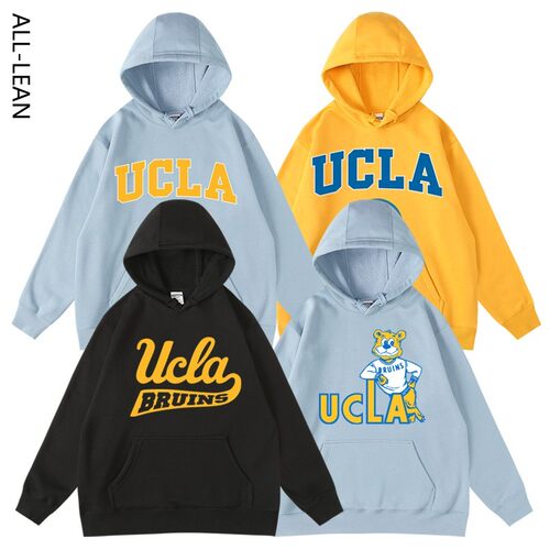 ucla印花衣服加绒连帽卫衣
