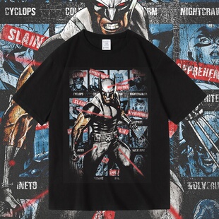 美式动漫电影漫威金刚狼X战警罗根周边印花短袖T恤夏季男女夏季