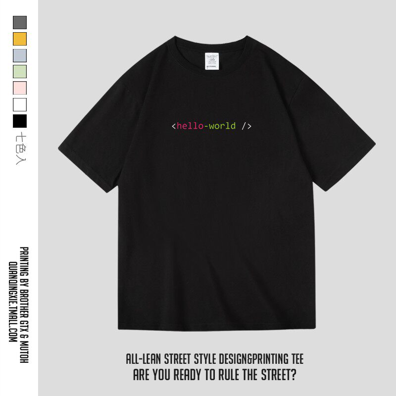 纯棉圆领男t恤短袖夏季男装青少年衣服个性文艺程序员衣服geek