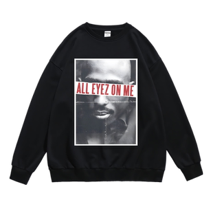 欧美tupac西海岸说唱嘻哈饶舌印花潮流圆领套头宽松卫衣男女春秋